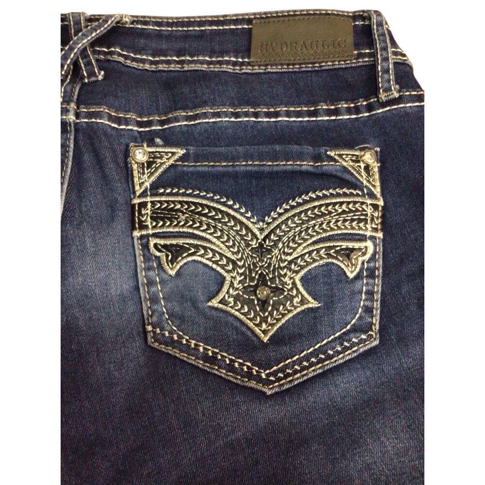 Hydraulic Ripped Jeans Womens 7/8 Blue Lola Curvy Skinny Ankle Western Denim